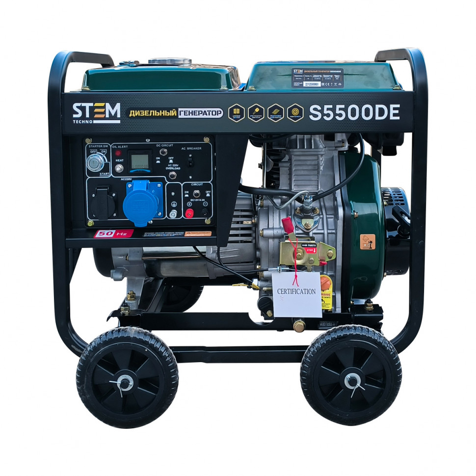 Генератор дизельный STEM Techno S5500DE (5.5 кВт, электростартер, дисплей, подогрев) Генератор дизельный STEM Techno S5500DE (5.5 кВт, электростартер, дисплей, подогрев)